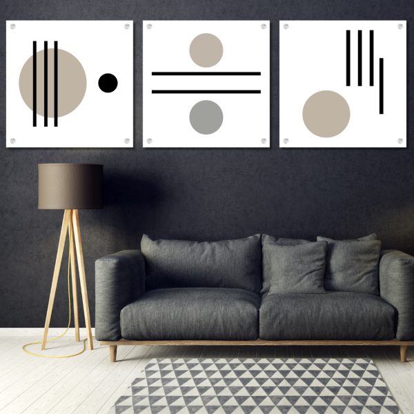 3 Piece Bundle Abstract Circles & Lines Wall Art