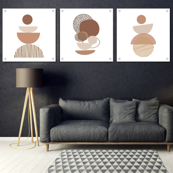 3 Piece Bundle Abstract Stacked Shapes Wall Art