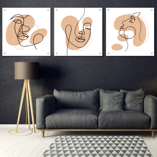 3 Piece Bundle Abstract Faces Wall Art